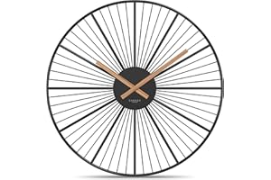 Cander Berlin BARLA XXL Wanduhr lautlos 50 cm Metall Holzzeiger ohne Ticken riesig groß modern schwarz Wohnzimmer Küche Vintage