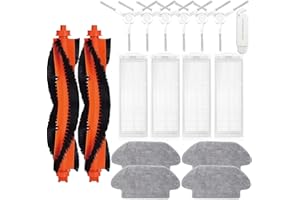 JINDEHUI Kit de Accesorios de Recambio Compatible con Robots Aspiradores Xiaomi Robot Vacuum S12/ Xiaomi Robot Vacuum-Mop 2S,2 Cepillo Principal, 6 Cepillos Laterales, 4 Filtros HEPA, 4 Paños de Mopa
