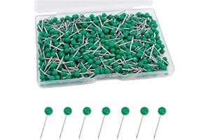 PSXUIE 500 Pezzi Puntine Per Lavagna Sughero,Puntine,Spilli,Puntine Da Disegno,Puntine Per Legno,Pins,Puntine Per Sughero,Spilli Ufficio,Punesse,Per Marcatura Bacheca,Tessuto,Sughero,Cartone（Verde）