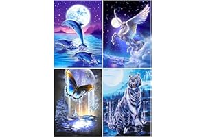 JISHSHAY 4 Packs Diamond Painting Kit 30x40cm Unicorn Diamond Art Dolphin Diamond Painting Diamond Painting Butterflies Beautiful Butterfly Stickers Diamond Art Dolphin Horse Diamond Art