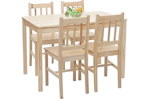 ‎MENDLER Mendler Esszimmer-Set HWC-F77, Sitzgruppe Esszimmergruppe, Massiv-Holz Landhaus 110cm - Kiefer lasiert