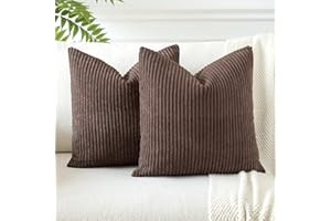 JOTOM Fodere In Velluto a coste Morbido Fodere Di Cuscino Decorativo Cuscino Fodere Per Cuscini Da Letto Per La Decorazione Della Casa Per Divano Camera Da Letto 50x50 cm Set Di 2 (Marrone Scuro)