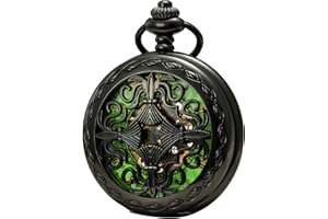 SEWOR Gentleman Style sculpté Squelette Lumineux remontage Manuel Montre de Poche