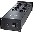 Dynavox Hi-fi line filter X4100B, multi-socket with 8 slots, with LED indicator light for correct phase position, black