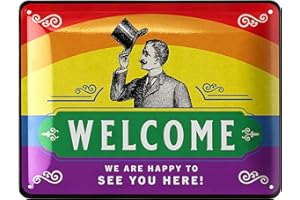 ‎LANOLU LANOLU Retro Blechschild Herzlich Willkommen Schild - willkommen Deko Garten, Schild für Haustür und Eingangstür mit Spruch - Willkommensschild als Türdeko - Türschild, 15x20cm