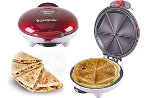 BEPER P101CUD600 Appareil à apéritif Happy Hour - Prépare des quesadillas, des panzerotti, des boulettes sucrées et salées en quelques minutes, Rouge