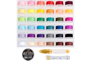 BERKELEN Machine à Coudre Bobines 36 Couleurs Bobines à Fil à Couture avec Aiguilles à Coudre Les Ciseaux Règle de Mesure Souple pour Brother/Babylock/Janome/Elna/Kenmore/Machine à Coudre Singer