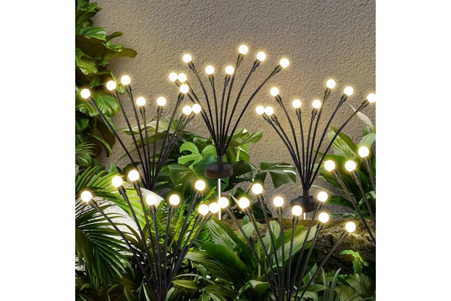Jsdoin Solar Light Outdoor Waterproof Firefly, Swinging Garden Decoration Outdoor Courtyard Firefly Garden Light Road Fence 4PCS