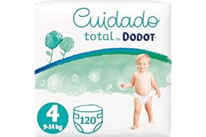 Dodot Pañales Bebé Cuidado Total Talla 4 (9-14 kg), 120 Pañales, Suave Protección de la Piel con Ingredientes de Origen Veget