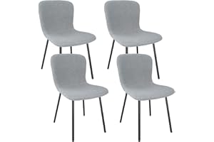 ANVOFONG Set of 4 Dining Chairs, Kitchen Chairs with Upholstered Seat Backrest and Black Metal Legs, for Dining Room Living Room Kitchen(Gray).
