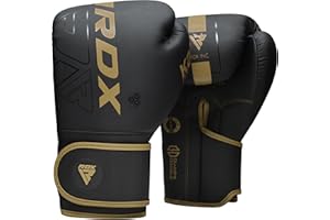 RDX Guantes de Boxeo Muay Thai Entrenamiento, Maya Hide Cuero, Kara Boxing Gloves para Sparring Kickboxing Saco Manoplas de Boxeo MMA Fight Training, Hombres Mujeres, 8 10 12 14 16oz