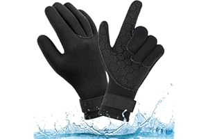 AUAUY Gants de Plongée, 3mm Anti-dérapant Thermique Gants en Néoprène, Gants de Natation avec Poignet Ajustable, Adulte Cinq Doigts de plongée Gants Utilisation pour Surf Kayak Snorkeling Voile