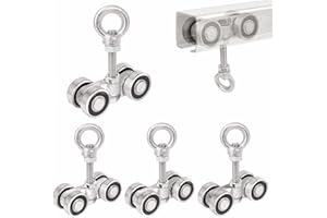 BiJun 4 Wheel Unistrut Trolley Silent Trolley Assembly Rollers,Trolley Roller Stainless Steel with M10 Bolt and Lifting Eye Nuts for Use with1-5/8" Wide and All1-5/8"Ortaller Strut Channel(4pc)