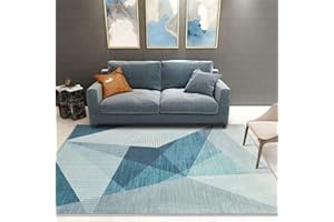 ASIinnsy Tappeto Salotto Moderno Geometrico Astratto Tappeto Soggiorno Pelo Corto Blu Morbido Antiscivolo Tappeti Salotto Grandi Camera da Letto Grigio Home Decor (160 x 200 cm, Grigio Blu)