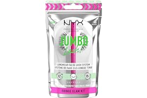 NYX Professional Makeup Système de Faux-Cils, Longue Tenue 12h, Bandes Invisibles, Réutilisables jusqu'à 15x, Vegan, Jumbo Lash! Set, Fringe Glam Kit