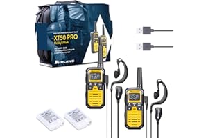 Midland - Walkie Talkie XT50 PRO Doppio Hobby & Work, 2 Ricetrasmittenti Professionali 85 Canali PMR446, Rete Radio Montana - 8Km, 12H, Waterproof IPX2, Ricarica USB, Valigetta Trasporto e Accessori