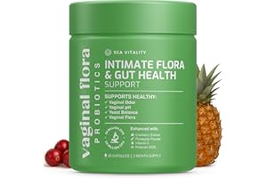 SEA VITALITY Vaginal Probiotics for Women - 26 Billion CFU with Prebiotics, Pineapple & Cranberry - Support Vaginal pH Balance, Yeast, Odour, Gut & Intimate Flora - Women’s Probiotic Supplement - 60 Capsules