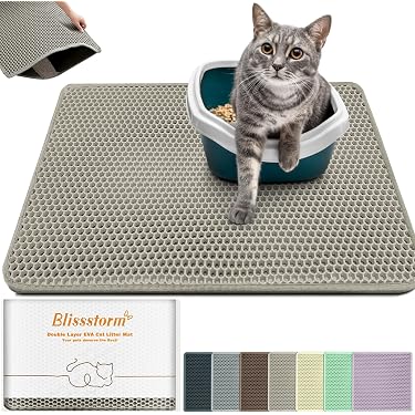 Homegroove 2 Stuks Siliconen Kattenbakmat – 86,3x55 Cm, Waterdicht, Strooiselopvang, Antislip (grijs)