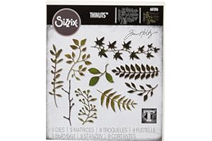 Sizzix Thinlits Dies Garden Greens by Tim Holtz 9Pk, Carbon Steel, Multi-Colour, 19.1 x 14.4 x 0.4 cm