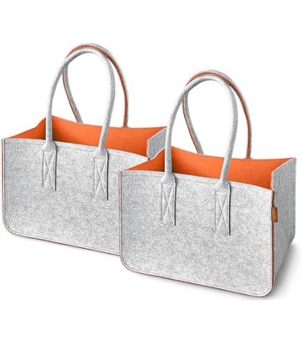 4er Set Filz-Einkaufstaschen Mit Stern | Elegante Tragetaschen Faltbar, 39x30x10 Cm, Dunkelgrau