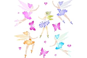 STENCIL COMPANY Feen Schablone – wiederverwendbar Elfe Fee Fee Magic Wand Schablone – Vorlage, auf Papier Projekte Scrapbook Tagebuch Wände Böden Stoff Möbel Glas Holz etc. m