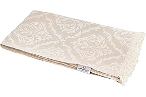 Carenesse Żakardowy ręcznik hammam, barokowy, 90 x 175 cm, beżowy, szlachetny ręcznik hammam, 100% chłonna bawełna z wysokiej jakości tkaniem, pestemal, Fouta, miękki i delikatny, lekki, kompaktowy ręcznik plażowy hammam