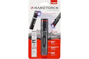 KeySmart Nano Torch Twist - Torcia LED a testa orientabile, cappuccio magnetico (nero)