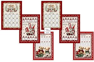 Tex family Strofinacci da Cucina Natale 2026 – Set 6 Pezzi in Cotone, 3 Stampe Natalizie, Calendario, Made in Italy, Idea Regalo, Misura 50x70 cm - assortimento B