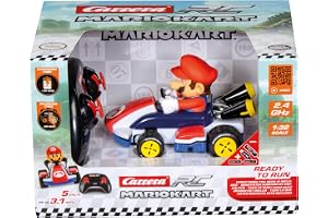 Carrera RC 370320001 2,4 GHz Mario Kart-Racefordon, skala 1:32, radiostyrt RC-fordon med Mario, officiellt licensierad, autentisk design, för Nintendo-fans, fjärrstyrd bil