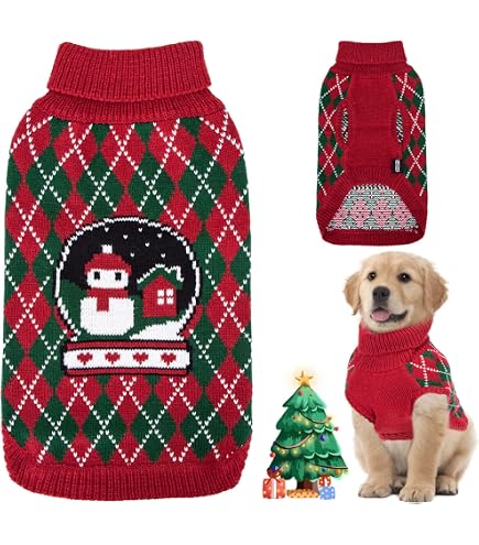 Pull De Noël Pour Chien Motif Renne - Rouge - Taille L - Chaud Et Doux Pour L'hiver - Pour Chiens 3-4 Kg