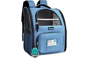 PetAmi Dog Backpack Carrier For Small Large Cat, Pet, Puppies, Ventilated Pet Hiking Backpack Travel Bag, Airline Approved Cat Backpack Carrier, Safety Back Support, Camping Biking Dog Bag, Light Blue