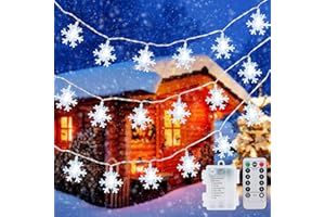 Qoosea Guirlande Lumineuse avec Flocons de Neige 40LED 6M Guirlande LED à Piles 8 Modes Lumières de Noël Intérieur Extérieur Résistant à l'eau avec Télécommande Jardin Noël,Mariage,Soirée Décoration