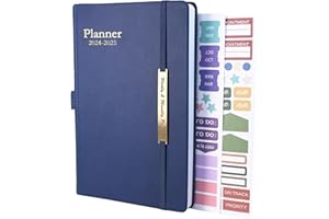 EARNING POWER Diary 2024-2025 - 18 Month Diary from Jan. 2024 to Mid Year Jun.2025, A5 Week to View Diary, Weekly & Month Planner with Leather Cover, Pen Loop, Inner Pocket (Blue)