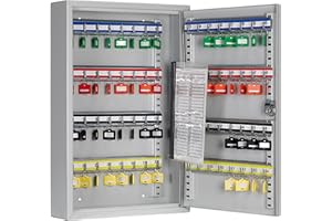 Arregui PL060 Cassetta Portachiavi con Ganci Regolabili | Cassetta di Sicurezza per 60 Chiavi da Muro | Appendichiavi da Parete | Portachiavi Inclusi | Armadietto per Chiavi | 45x30x8 cm | grigio