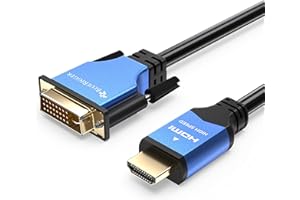 BlueRigger HDMI to DVI Cable 1M (High-Speed, Bi-Directional Adapter Male to Male, DVI-D 24+1, 1080p, Aluminum Shell) - Compatible with Raspberry Pi, Xbox One, PS5/PS4, Graphics Card