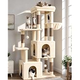 Globlazer Large Beige Stable Scratching Tree with Bases, 72 x 45 cm, 2 | Cat Tree with 2 Sisal Scratching Columns Easy to Ass
