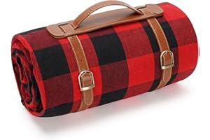 HAPPYPICNIC 220x170cm übergroße Picknickdecke, wasserdichte Strandmatte, extra großer Outdoor-Teppich für Camping Red Checkered