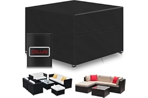 Callni Pokrowiec na meble ogrodowe, odporny na warunki zimowe, wodoszczelna, tkanina Oxford 420D, z wiatroszczelnymi klipsami, odporna na warunki zimowe, ochrona przed promieniowaniem UV, pokrowiec