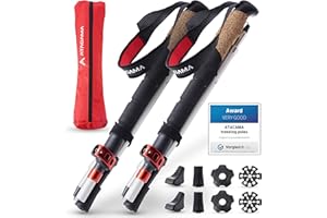 Atacama Bastones de Senderismo telescópicos, de Carbono 3K y Aluminio 7075, con Mango de Corcho, para Hombre y Mujer, Ajustables, fácilmente Extensibles