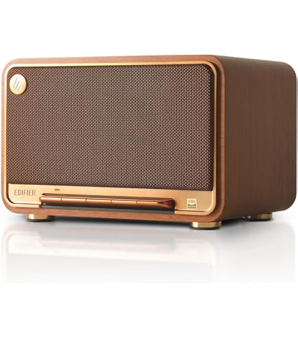 Edifier MP330 Tragbarer Bluetooth-Lautsprecher – 40W Hi-Res Sound, 19h Laufzeit, Braun (Vintage-Design)