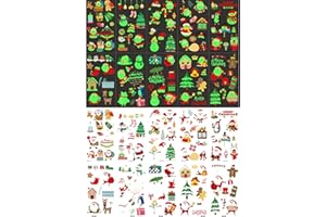 ERKANGNEST Luminous Christmas Temporary Tattoos 10 Sheets, Christmas Stickers for Kids, Glow in the Dark Xmas Temporary Tattoos for Kids & Adults, Xmas Decorations Party Favors, Waterproof Holiday Stickers