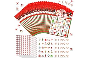 ZDNT 32 Stück Spieler Weihnacktskarten Bingo,Weihnachts Bingo Spiel für 32 Spieler,Weihnachten Kartenspiel,Christmas Bin-go Spiel Karten für Familie,Schule Klassenzimmer Spiele,Winter Partyzubehör