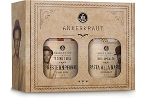 ‎ANKERKRAUT Ankerkraut Bud Spencer & Terence Hill Bagaluten Gewürz-Box, mit Westernpfanne und Pasta alla Napoli, Geschenk-Set, lecker kochen, 195 g Gewürze Inhalt