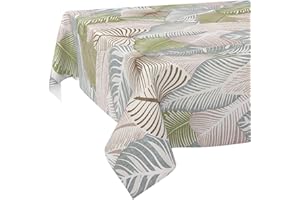 ANRO Tovaglia cerata, lavabile, per giardino, impermeabile, 220 x 140 cm, con bordo tagliato, foglie floreali, pergolato, verde