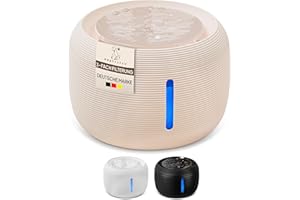 PRETTYPAW Pretty Paw Fontaine à Eau Super Silencieuse pour Chat sans BPA avec LED et Filtre à Charbon Actif - Fontaine à Chat Facile à Nettoyer avec Grande Capacité de 2,5 litres - KatzenOase Pro (Beige)