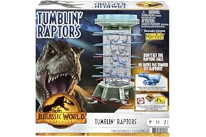 Mattel Games Jurassic World Jeu SOS Raptors « Jurassic World : Le Monde d’après » avec une tour inspirée du film, des tiges et des vélociraptors, Jeu d’adresse Dès 5 ans, GWP20
