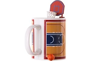 WINKEE MAGS filiżanka do koszykówki z piłką i koszem, ceramiczna, brązowa, biała, 12 cm, 303