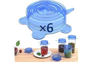 NIFOGO Tapas de silicona elásticas, Tapadera flexible extensible, reutilizable para proteger los alimentos, ajustables - 6PCS mismo tamaño (6,5cm/2,5in)