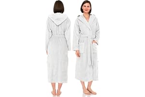 NAUSHA.HOME Luxury Hooded Bathrobe Mens & Ladies Dressing Gown 100% Cotton Terry Toweling Shawl Robe Perfect For Hotel & Spa Soft Stylish Robe