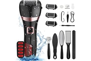 Lima Electrica Pedicura Profesional Recargable Wolady IPX7 Impermeable Eliminar Callos Pies Durezas Cuidado Lima Blanca de Metal, 3 Recambios 5 Niveles Bateria 1200MAH 2 Velocidades